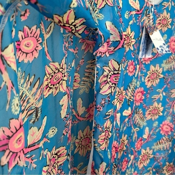 Simply Noelle Short Sleeve Sheer Blouse with Lined Bodice Flowy Back Size M - Picture 4 of 11